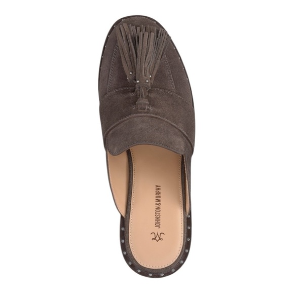 Johnston & Murphy Women's Alice Fringe Mule Slip On Gray Suede NWOB 9.5 - Picture 1 of 14
